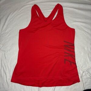 Nike Women’s Red Orange Performance Racerback Tank with Side Logo